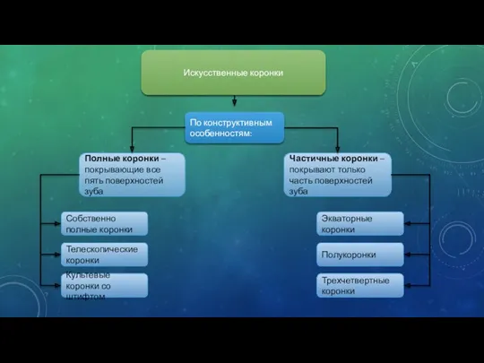 Искусственные коронки По конструктивным особенностям: Полные коронки – покрывающие все