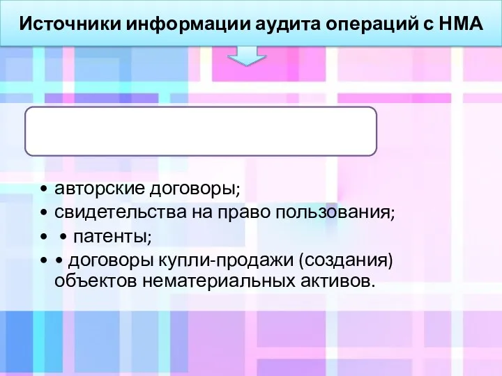 Источники информации аудита операций с НМА