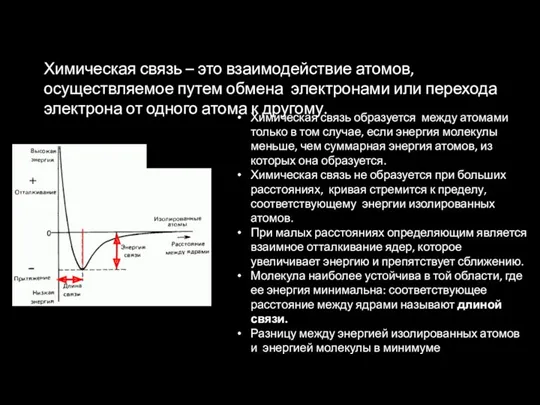 Химическая связь – это взаимодействие атомов, осуществляемое путем обмена электронами