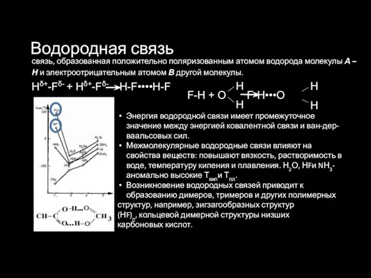 Водородная связь связь, образованная положительно поляризованным атомом водорода молекулы А