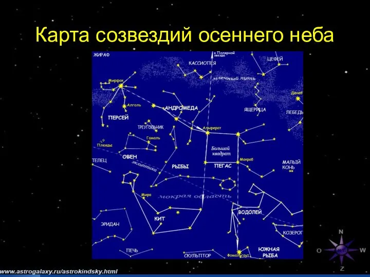 Карта созвездий осеннего неба