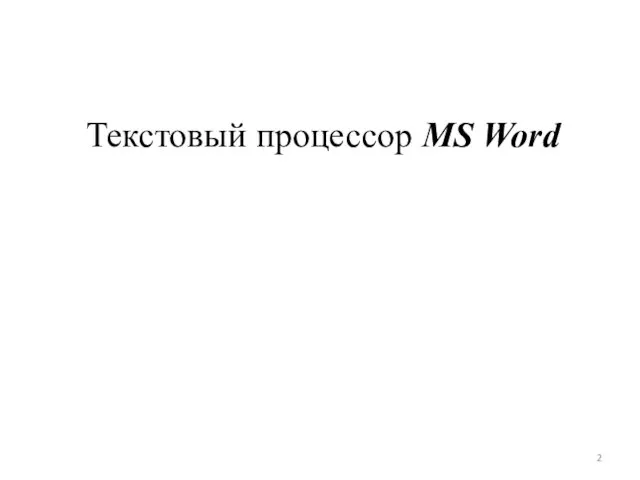 Текстовый процессор MS Word