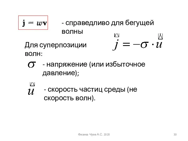 - справедливо для бегущей волны Для суперпозиции волн: - напряжение