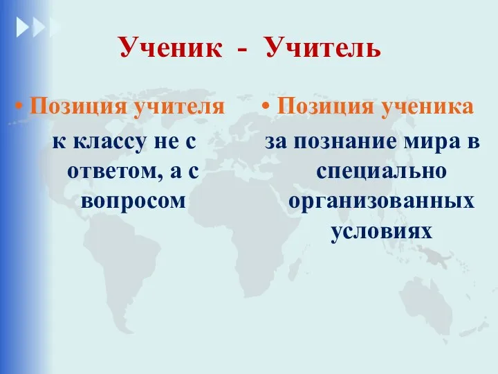 Ученик - Учитель Позиция учителя к классу не с ответом,