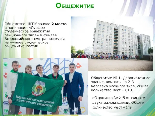 Общежитие ШГПУ заняло 2 место в номинации «Лучшее студенческое общежитие
