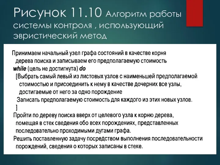 Рисунок 11.10 Алгоритм работы системы контроля , использующий эвристический метод