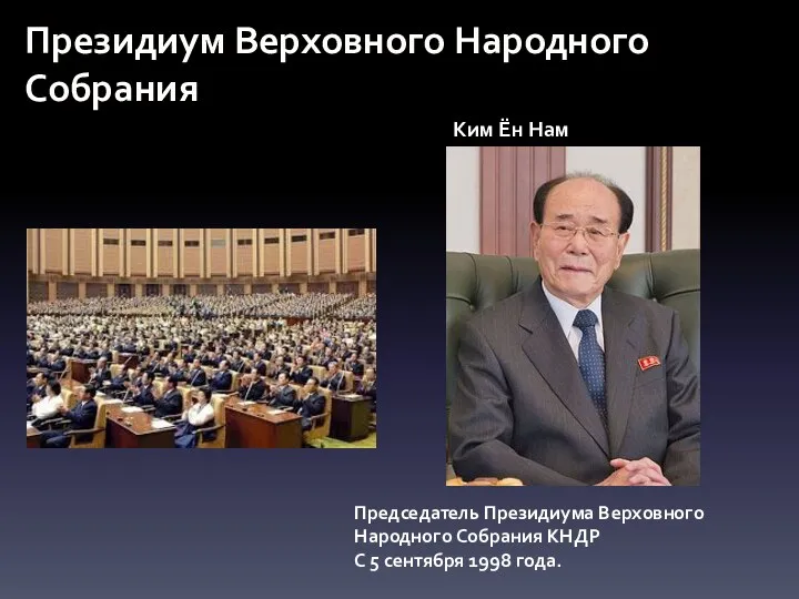 Президиум Верховного Народного Собрания Председатель Президиума Верховного Народного Собрания КНДР