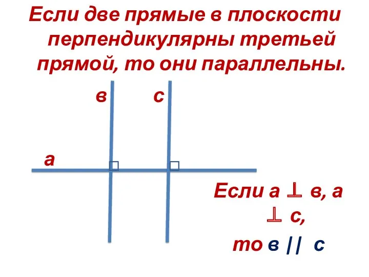Если две прямые в плоскости перпендикулярны третьей прямой, то они