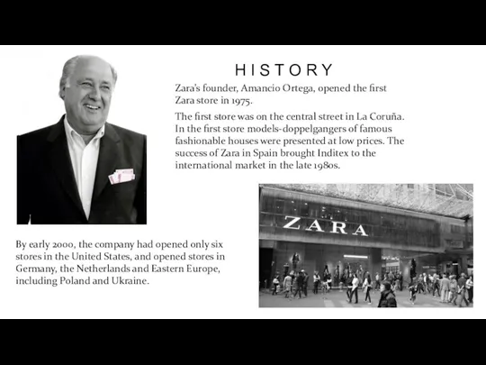 H I S T O R Y Zara’s founder, Amancio