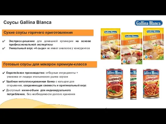 Соусы Gallina Blanca Экспресс-решение для домашней кулинарии на основе профессиональной