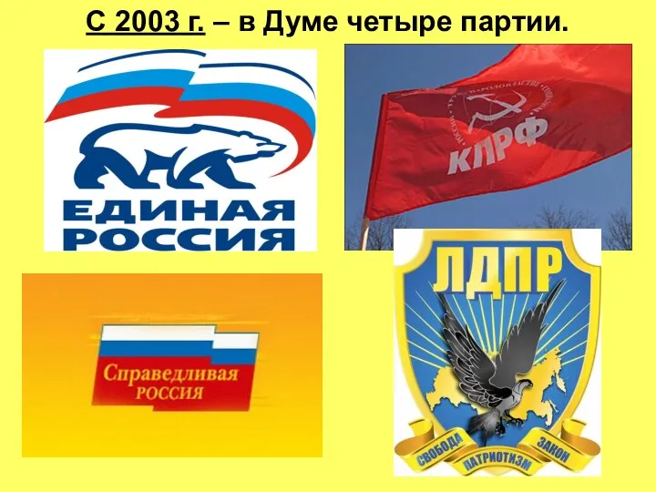 С 2003 г. – в Думе четыре партии.