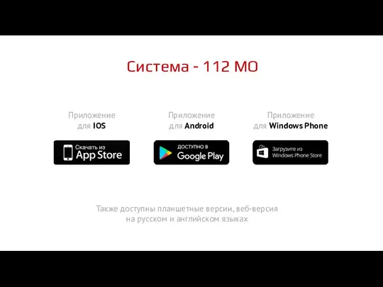 Cистема - 112 МО Приложение для IOS Приложение для Android