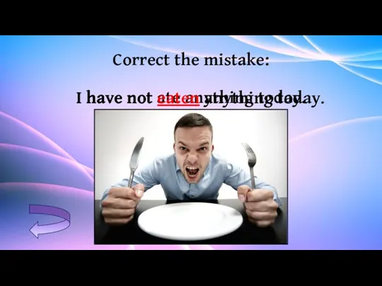 Correct the mistake: I have not ate anything today. I have not eaten anything today.