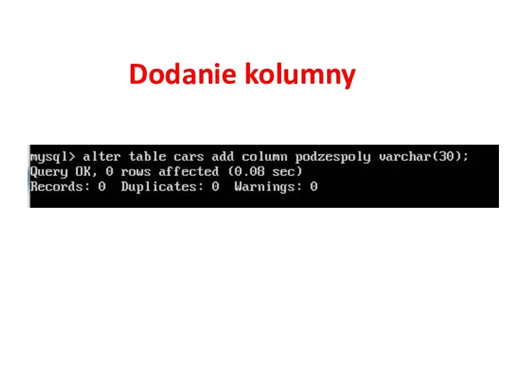 Dodanie kolumny