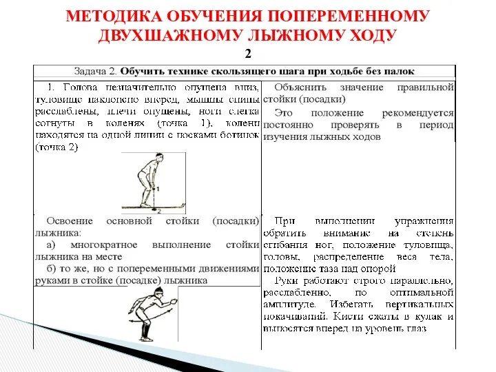 МЕТОДИКА ОБУЧЕНИЯ ПОПЕРЕМЕННОМУ ДВУХШАЖНОМУ ЛЫЖНОМУ ХОДУ 2