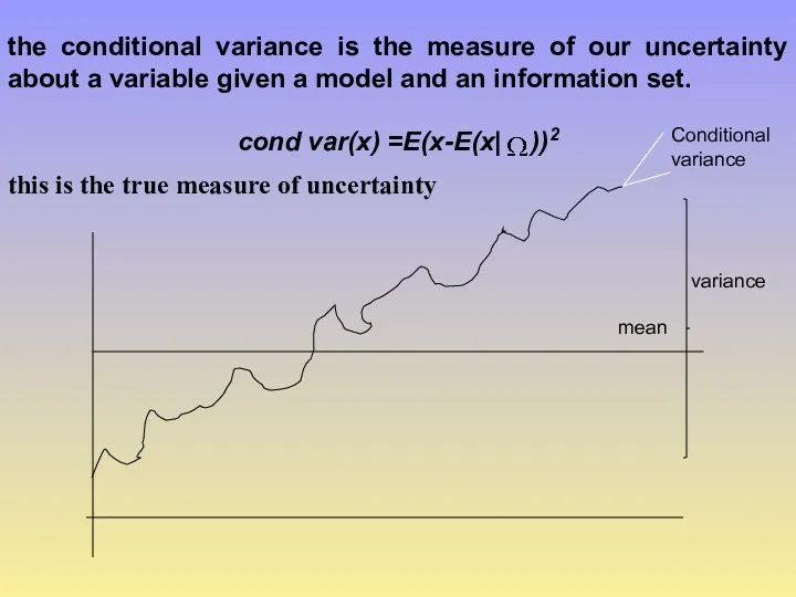 the conditional variance is the measure of our uncertainty about