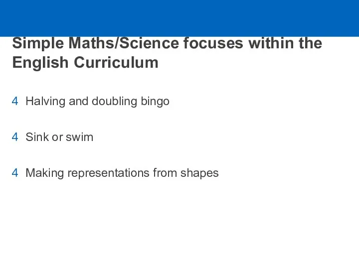 Simple Maths/Science focuses within the English Curriculum Halving and doubling bingo Sink or