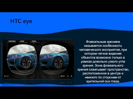 HTC eye Фовеальным зрением называется особенность человеческого восприятия, при котором