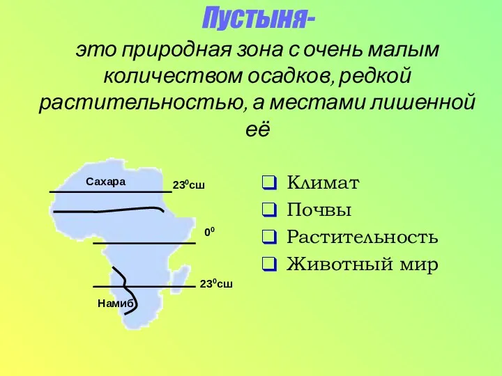 Пустыня- это природная зона с очень малым количеством осадков, редкой