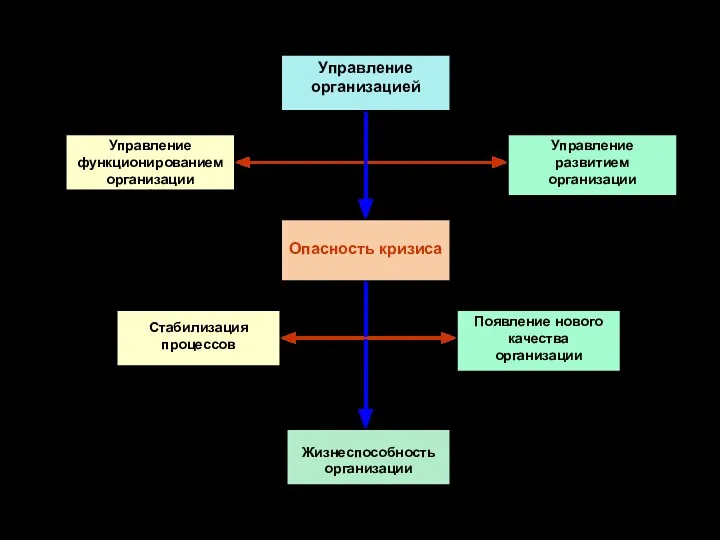 Опасность кризиса и жизнеспособность организации Жизнеспособность организации Опасность кризиса Управление