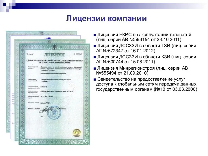 Лицензия НКРС по эксплуатации телесетей (лиц. серии АВ №593154 от
