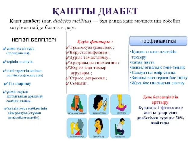 ҚАНТТЫ ДИАБЕТ Қант диабеті (лат. diabetes mellitus) — бұл қанда