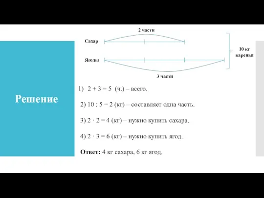 Решение 2 + 3 = 5 (ч.) – всего. 2)