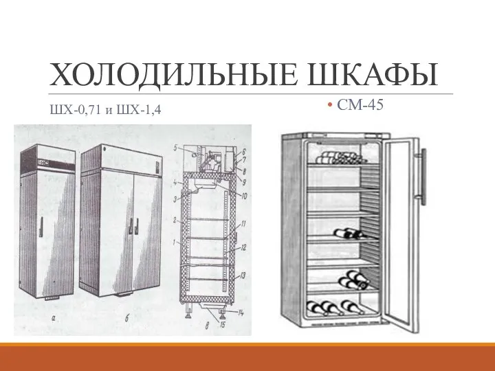 ХОЛОДИЛЬНЫЕ ШКАФЫ ШХ-0,71 и ШХ-1,4 СМ-45