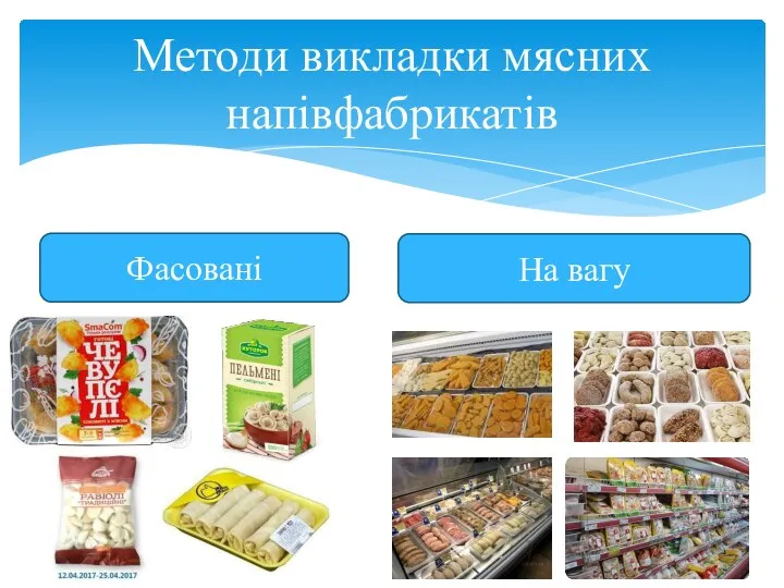 Методи викладки мясних напівфабрикатів Фасовані На вагу