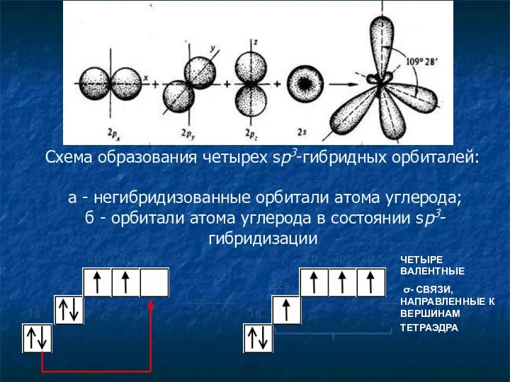 1s 2s 2px 2py 2pz 1s 2px 2py 2pz ЧЕТЫРЕ