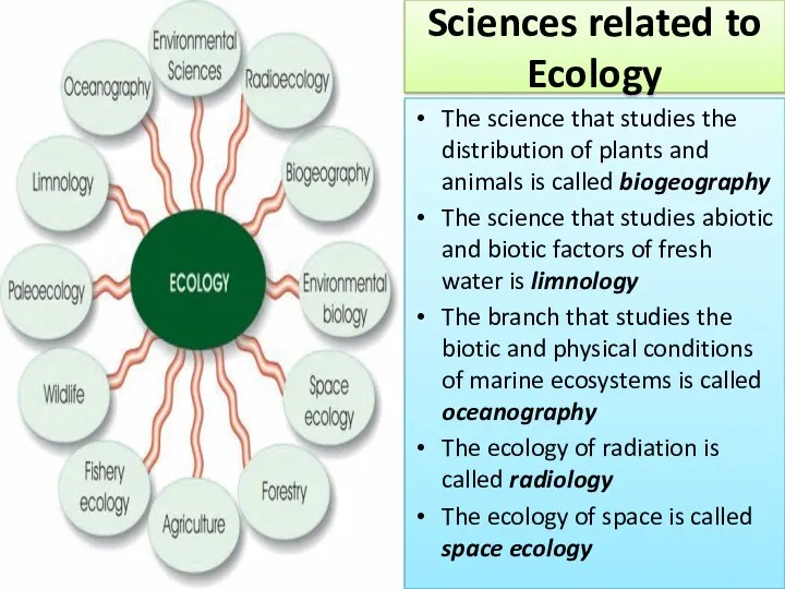Sciences related to Ecology The science that studies the distribution of plants and