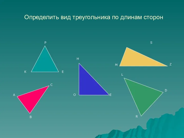Определить вид треугольника по длинам сторон К Е Р А В С О