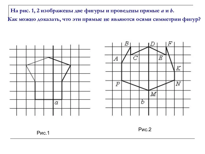 На рис. 1, 2 изображены две фигуры и проведены прямые