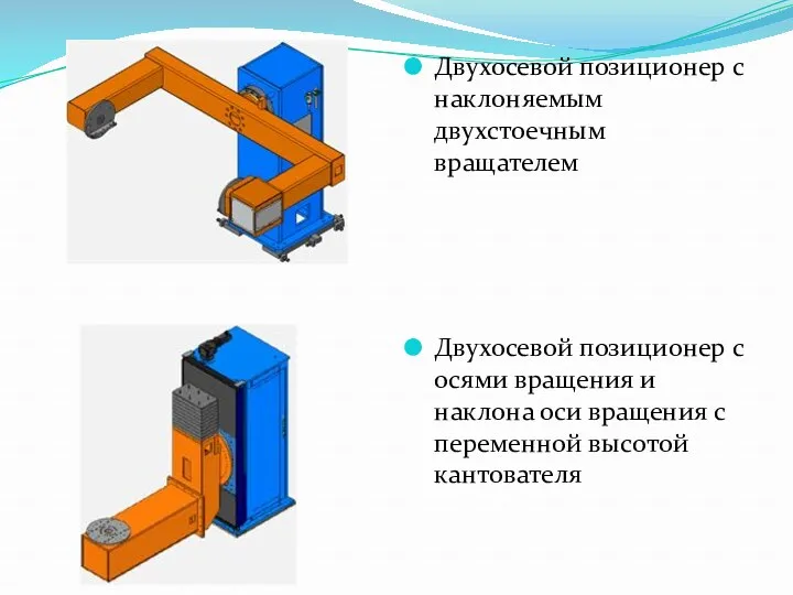 Двухосевой позиционер с наклоняемым двухстоечным вращателем Двухосевой позиционер с осями вращения и наклона