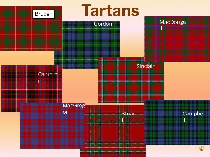 Bruce Gordon Cameron MacGregor Sinclair Stuart MacDougall Campbell Tartans