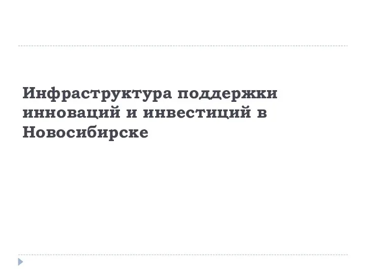 Инфраструктура поддержки инноваций и инвестиций в Новосибирске