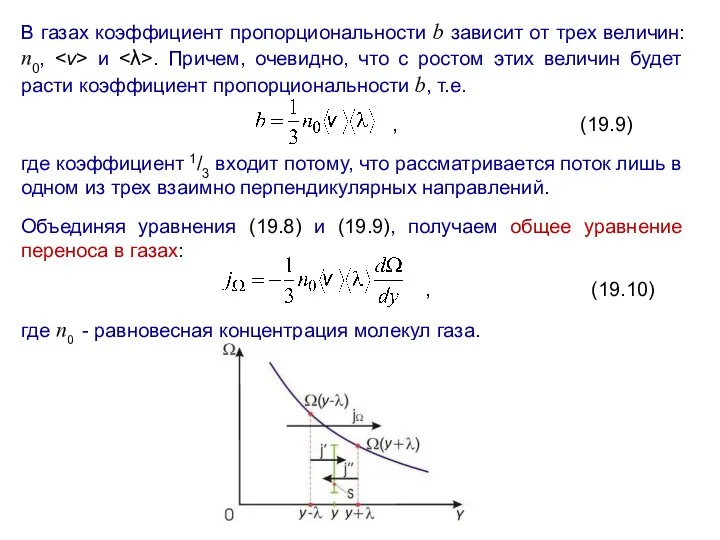 В газах коэффициент пропорциональности b зависит от трех величин: n0,