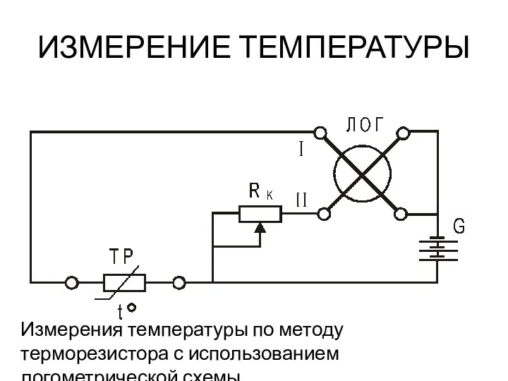 ИЗМЕРЕНИЕ ТЕМПЕРАТУРЫ Измерения температуры по методу терморезистора с использованием логометрической схемы