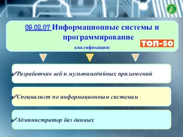 09.02.07 Информационные системы и программирование квалификации: Разработчик веб и мультимедийных