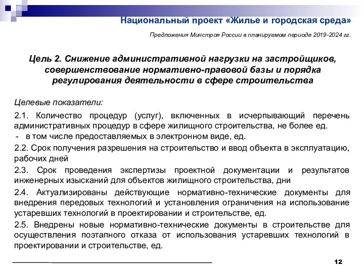 Национальный проект «Жилье и городская среда» Предложения Минстроя России в