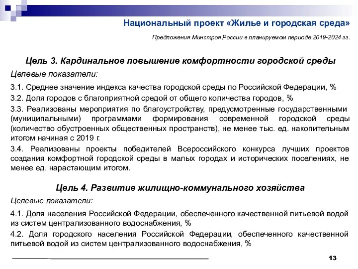 Национальный проект «Жилье и городская среда» Предложения Минстроя России в