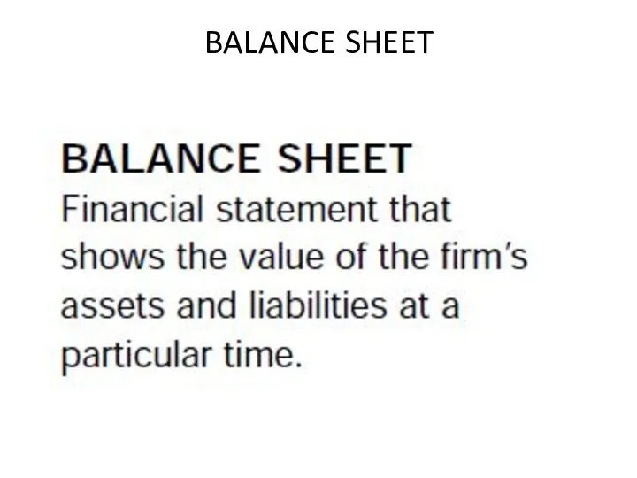 BALANCE SHEET