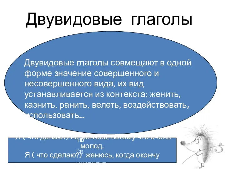 Двувидовые глаголы Двувидовые глаголы совмещают в одной форме значение совершенного