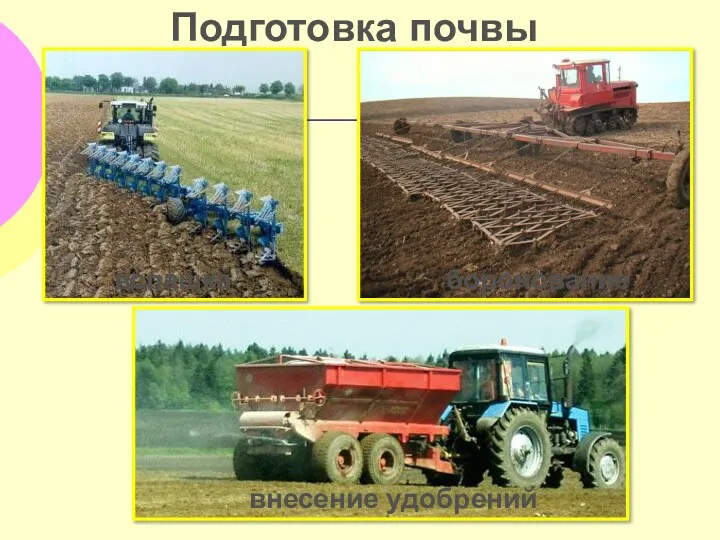 Подготовка почвы вспашка боронование внесение удобрений