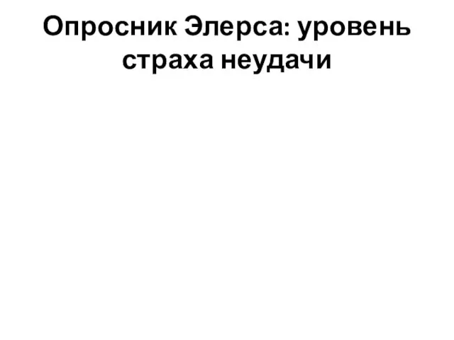 Опросник Элерса: уровень страха неудачи