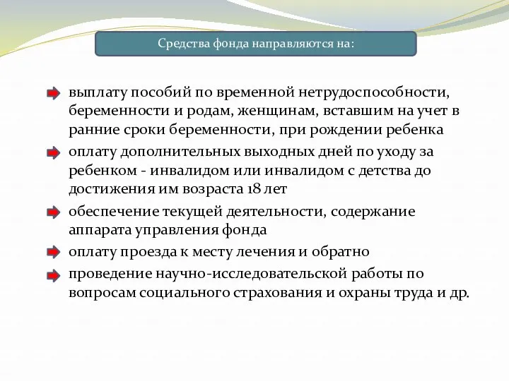 выплату пособий по временной нетрудоспособности, беременности и родам, женщинам, вставшим