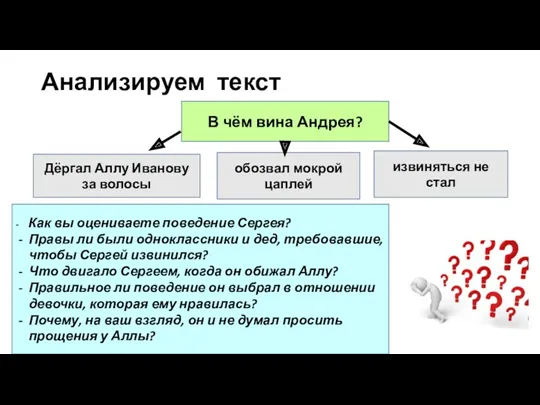 Анализируем текст Дёргал Аллу Иванову за волосы обозвал мокрой цаплей