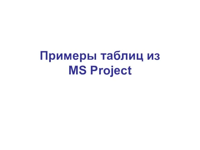 Примеры таблиц из MS Project