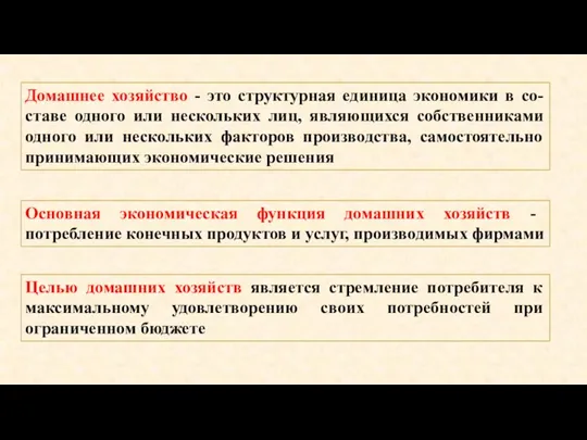 Домашнее хозяйство - это структурная единица экономики в со-ставе одного