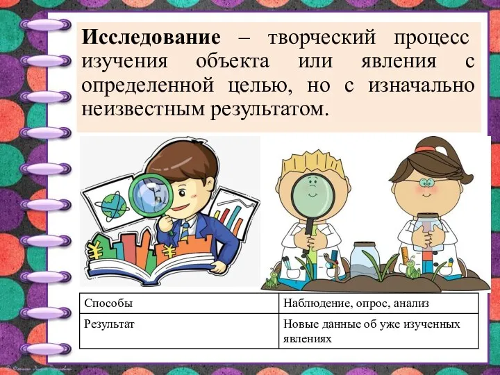 Исследование – творческий процесс изучения объекта или явления с определенной целью, но с изначально неизвестным результатом.